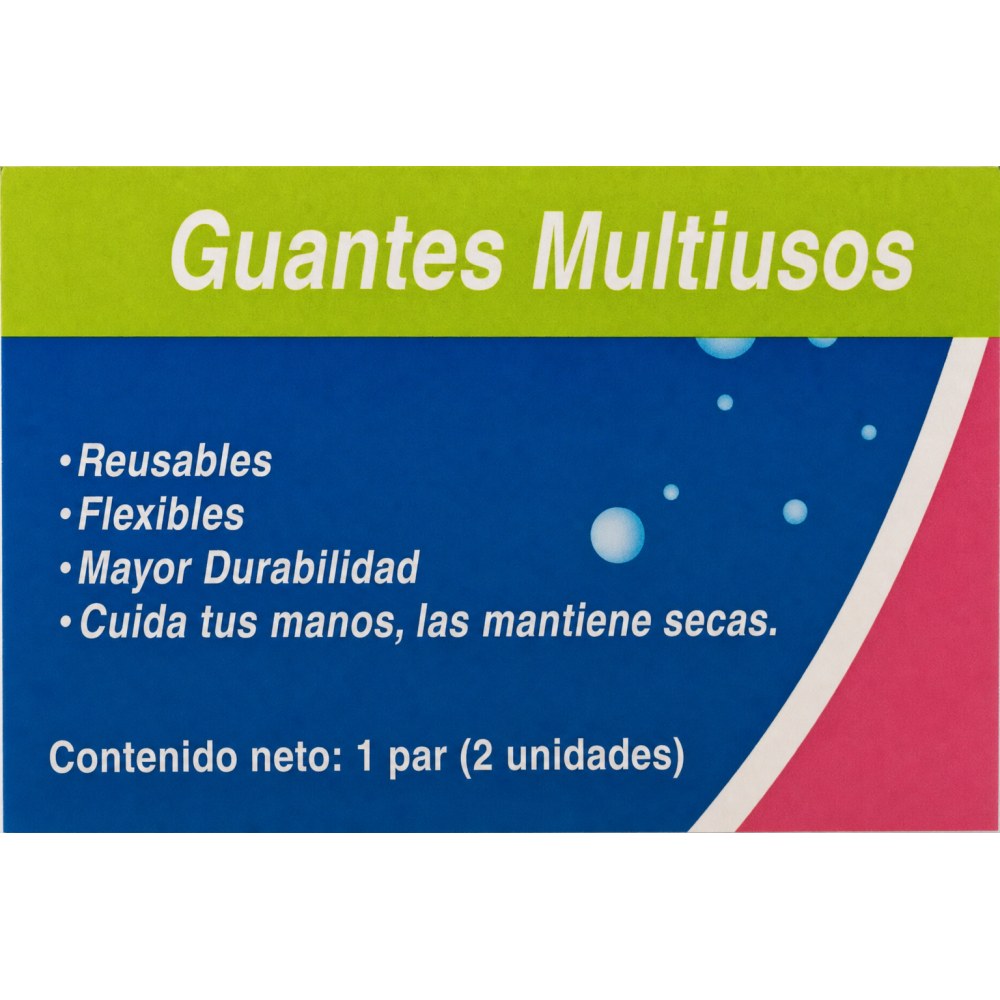 Otro lado del empaque de IZY Clean Guantes Multiusos Rosa Talla S
