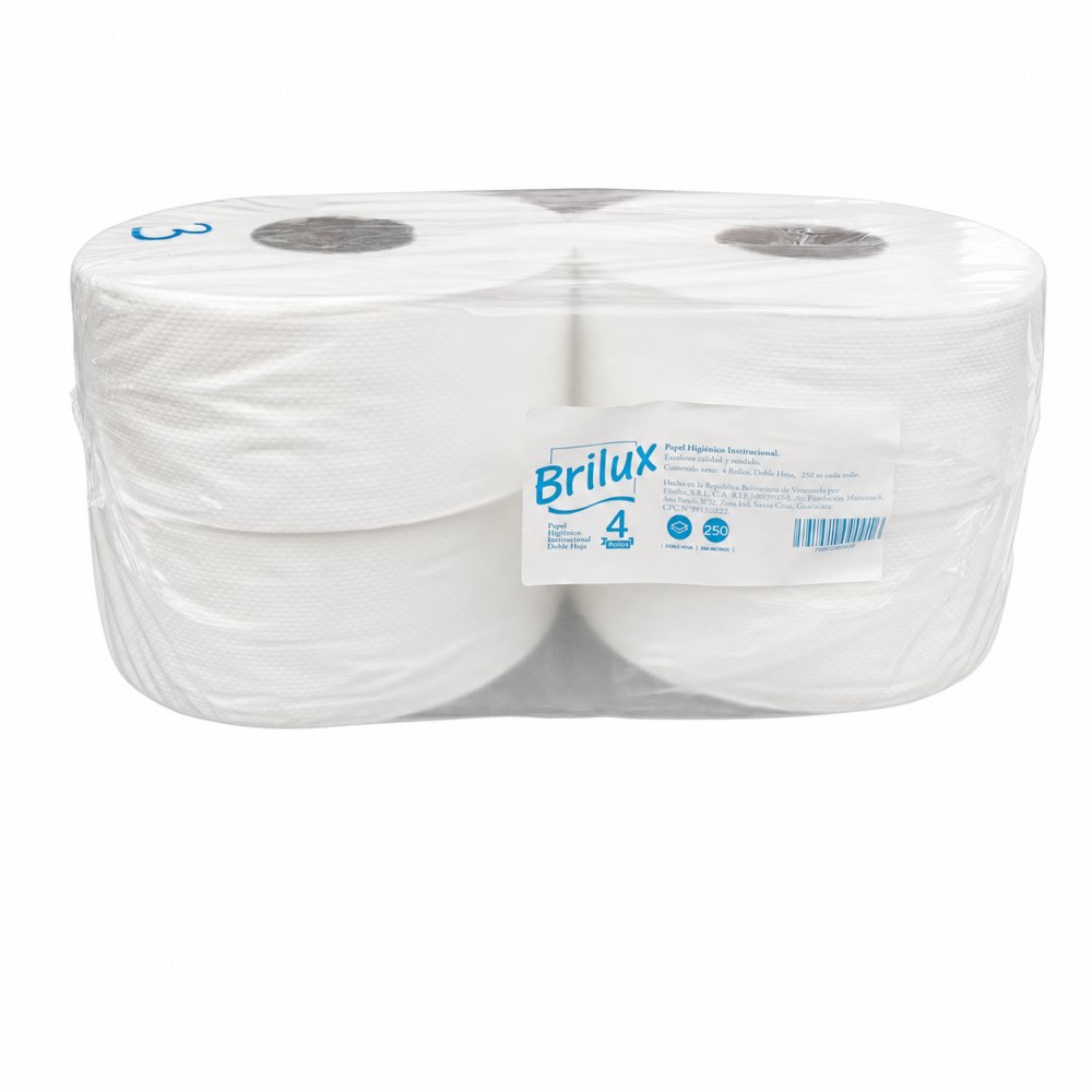 Papel Higiénico Institucional Brilux 4 Rollos Doble Hoja - 250 Metros