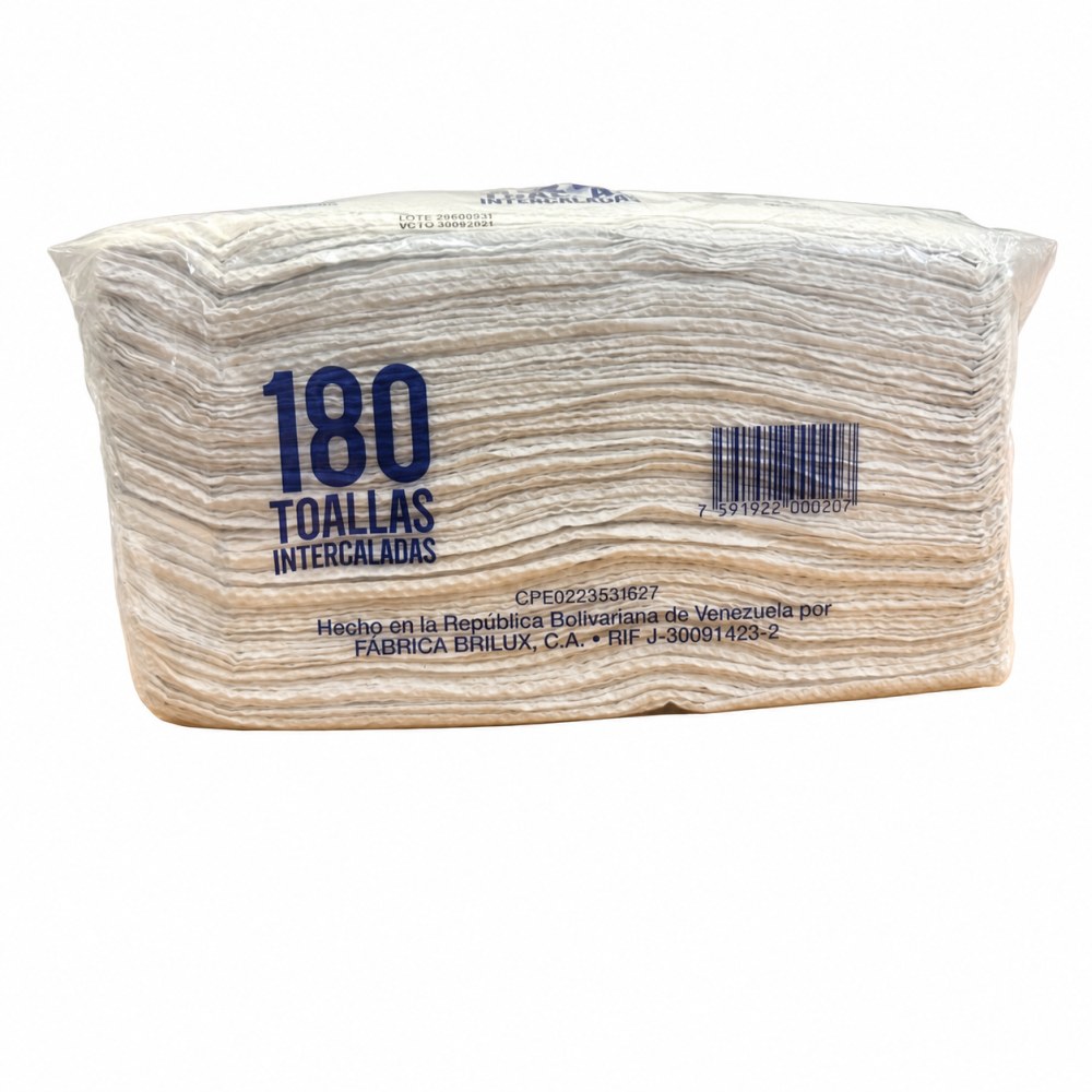 Otro lado del empaque de Toallas Intercaladas Brilux -  180 Unidades