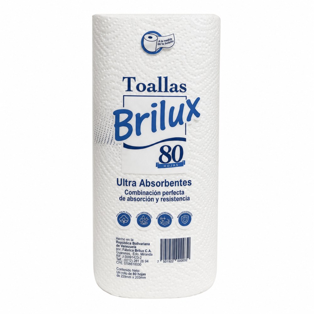 Otro lado del empaque de Toallas Ultra Absorbentes Birlux - 80 Hojas