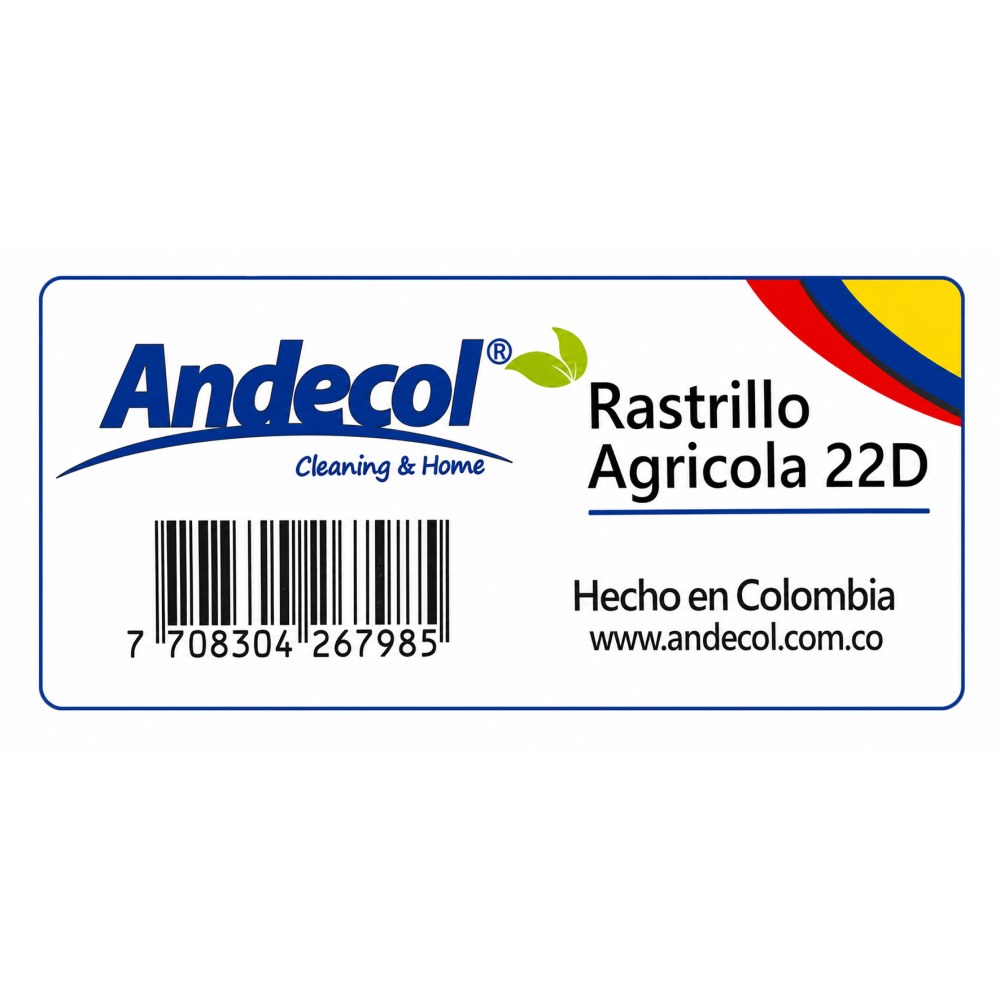 Otro lado del empaque de Rastrillo Agrícola Andecol 22 Dientes Azul