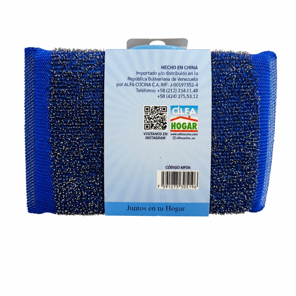 Otro lado del empaque de Esponja Multiuso Malla de Acero Home Clear
