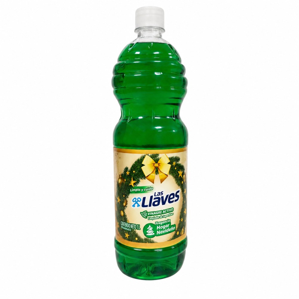 Frente del empaque de Las Llaves Limpiador de Superficies - Fragancia Hogar Navideño - 1 Litro