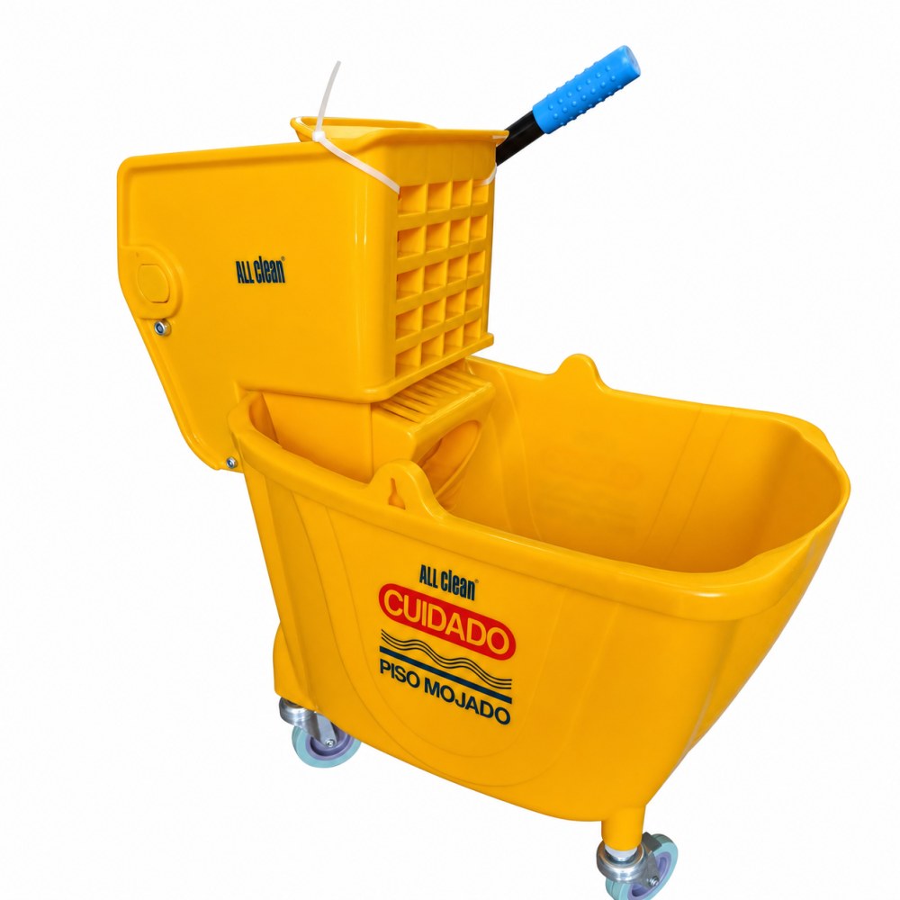 Otro lado del empaque de Carro Mopero con Exprimidor All Clean - 32 Litros
