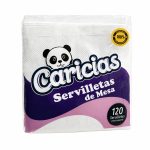 Frente del empaque de Servilletas de Mesa Caricias - 120 Servilletas