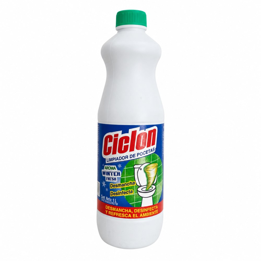 Frente del empaque de Ciclon Limpiador de Pocetas Winter Fresh 1 Litro